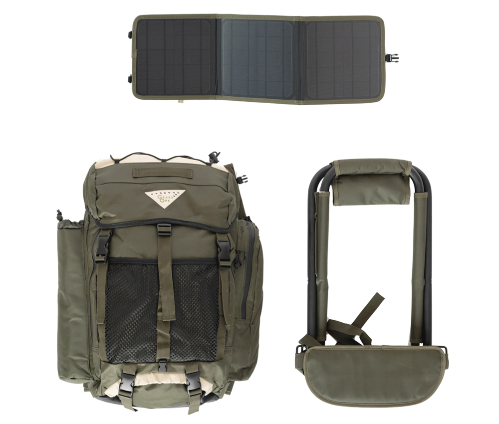 Solar Powered Backpack with Detachable Solar Panel and Stool