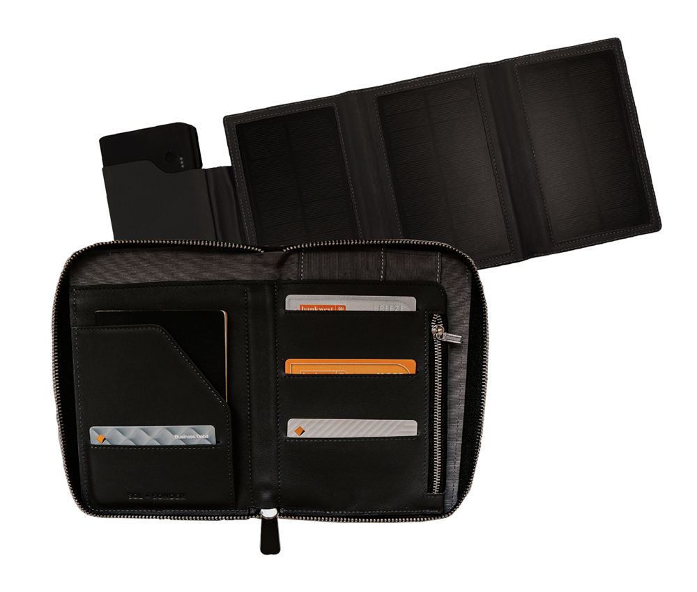 Travel Wallet with SOLAR PANELS and Power Bank